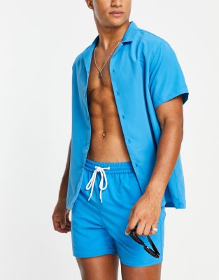 South Beach beach shirt in blue  - ASOS Price Checker