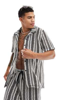 South Beach beach shirt in crochet stripe (part of a set)