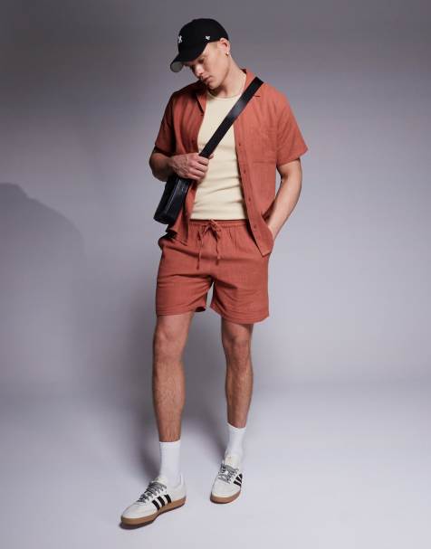 South Beach beach short co-ord in rust - view 1