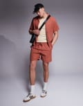 [South Beach] South Beach beach shorts in rust (part of a set)-Orange M Rust