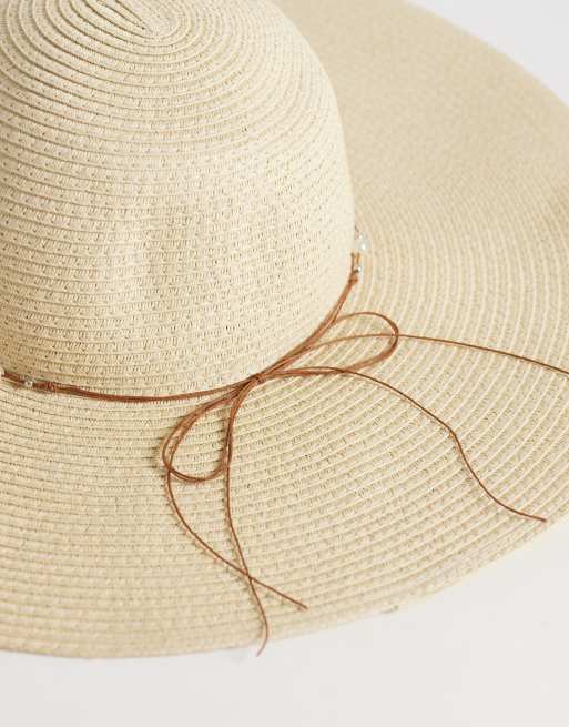 South Beach – Beige hatt med brett brätte och utsmyckad med snäckor , 3 av 3