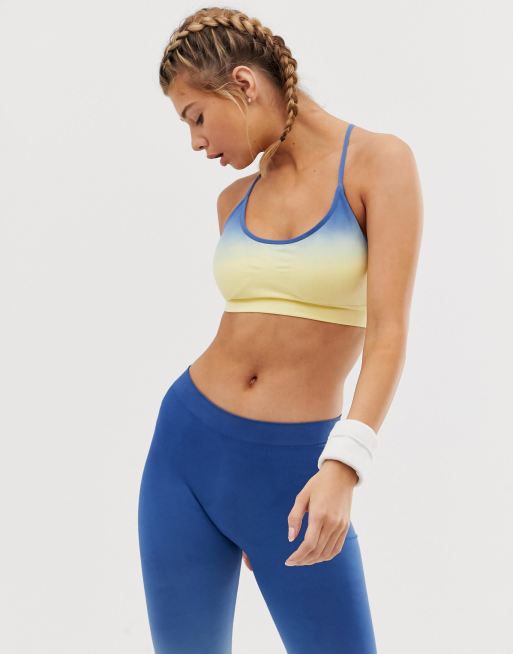 South Beach –Niebiesko-żółty bezszwowy zestaw do ćwiczeń ombre, 2 z 3