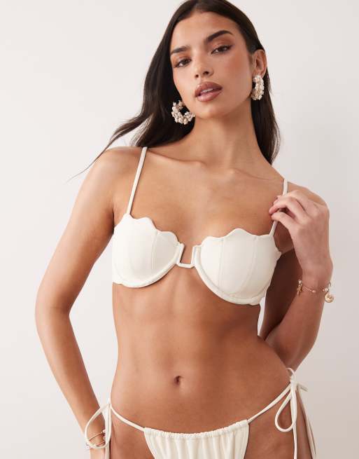 South Beach – Białe bikini z muszelkowym wykończeniem, 2 z 3