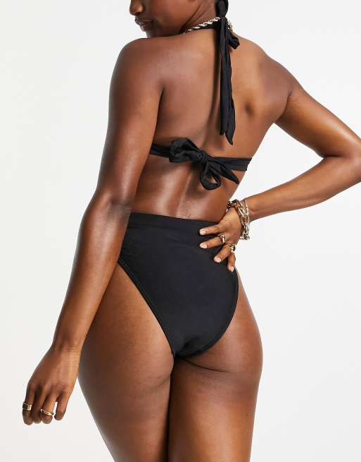 South Beach - Bikini nero allacciato al collo a vita alta, 2 di 4