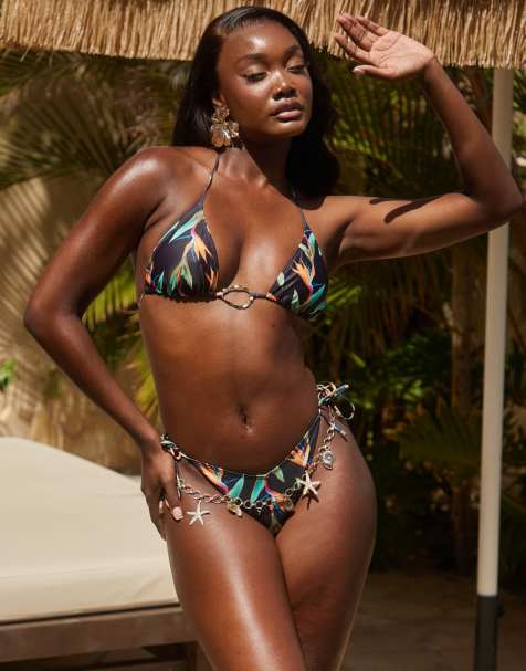 South Beach bird of paradise tie side bikini bottom in multi