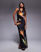 South Beach bird of paradise maxi beach skirt in multi