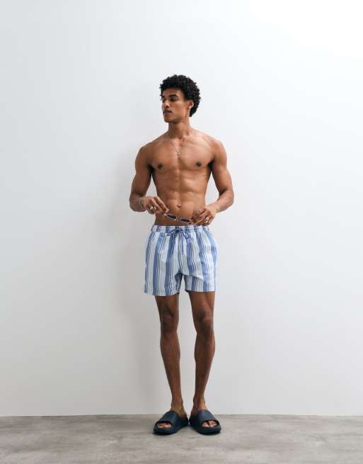 South Beach - Blå og flerfarvede badeshorts med striber, 2 af 7