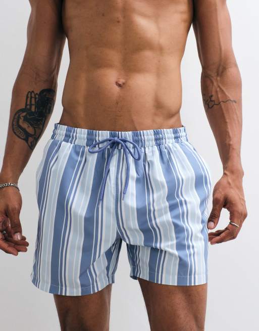 South Beach - Blå og flerfarvede badeshorts med striber, 4 af 7