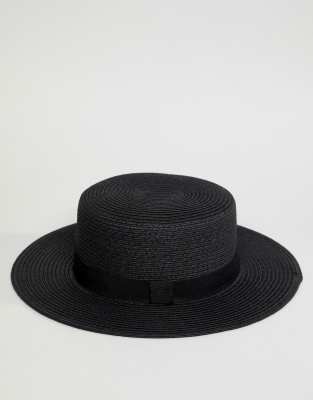 womens black boater hat