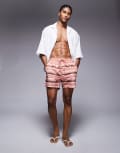 [South Beach] South Beach blur print swim shorts in dark orange XS Dark Orange