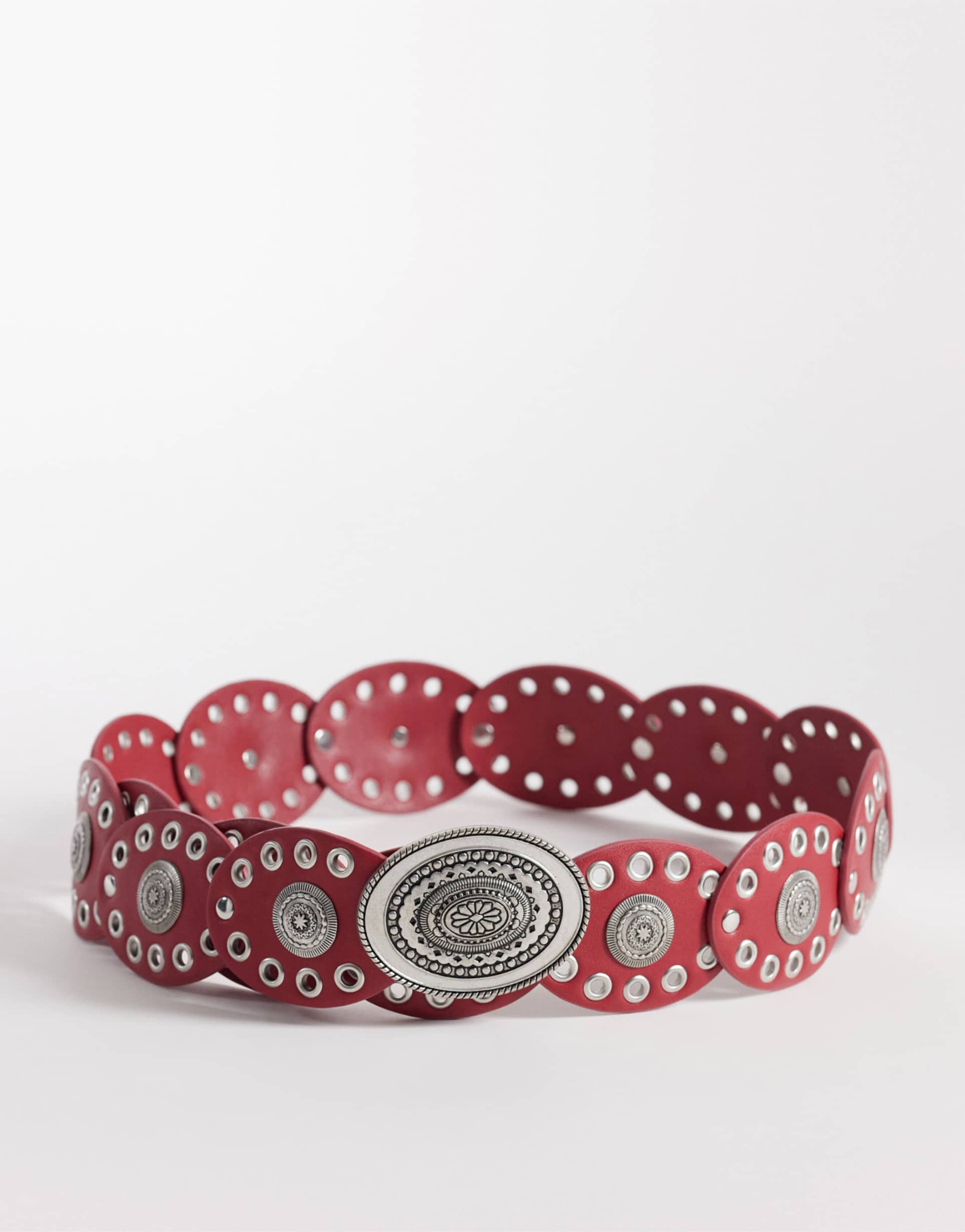 south beach boho disc belt in bright red