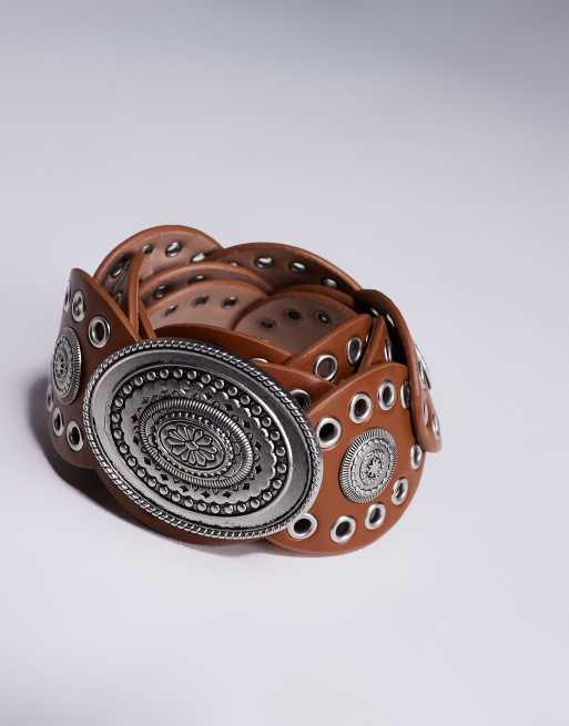 South Beach boho disc belt in brown | ASOS display picture 1