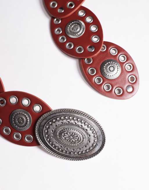 South Beach Studded Round Disc Belt South Beach boho disc belt in black | ASOS main image 4