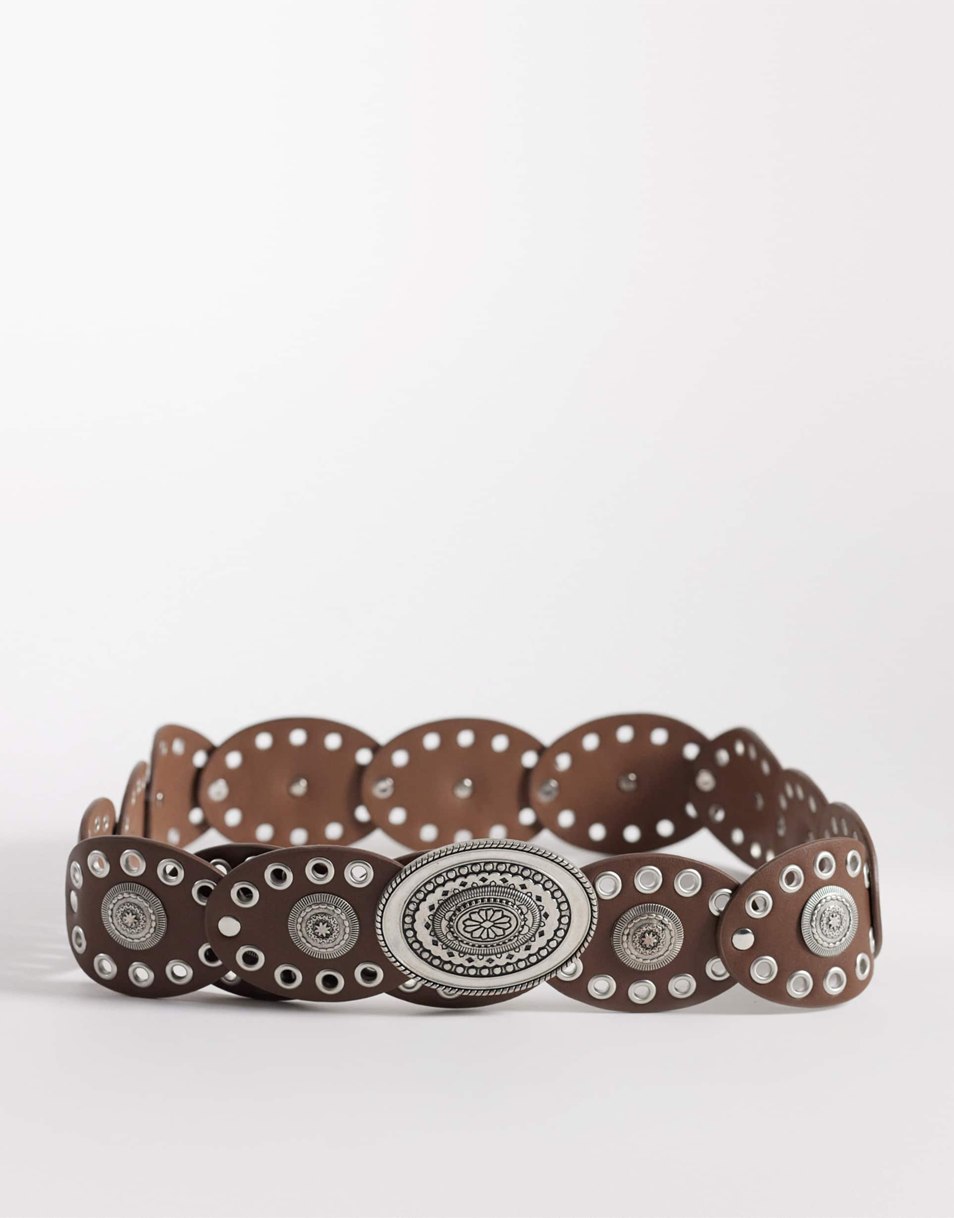 south beach boho disc belt in chocolate brown