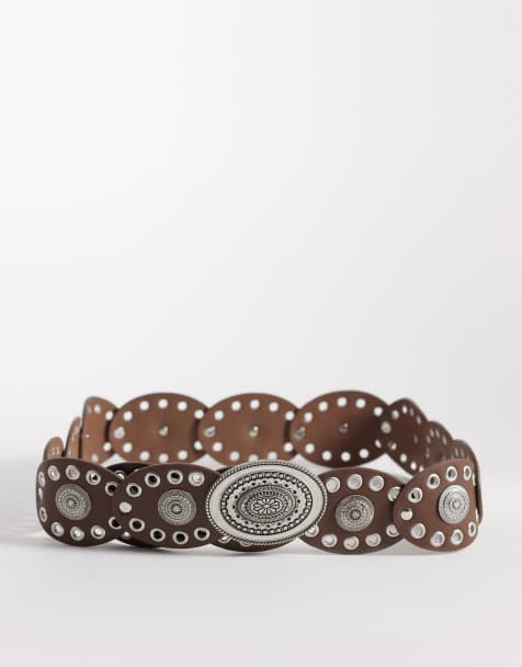 South Beach - Boho riem met schijf in chocoladebruin - view 1