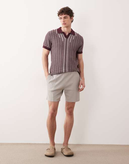 South Beach – Bordowy dzianinowy top z kołnierzykiem polo, 2 z 5