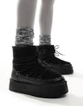 [South Beach] South Beach borg lace up platform mini boots in black 37 BLACK