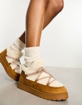 ASOS DESIGN Attention borg lined mini boots in tan | ASOS