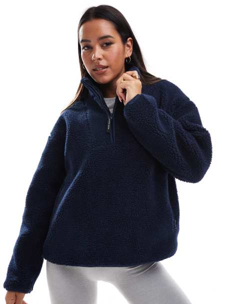South Beach Borg quarter zip in navy - view 1