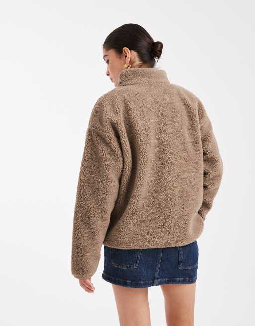 South Beach borg quarter zip jacket in taupe , 4 of 4