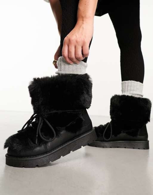 South Beach - Bottes de neige en fausse fourrure - Noir