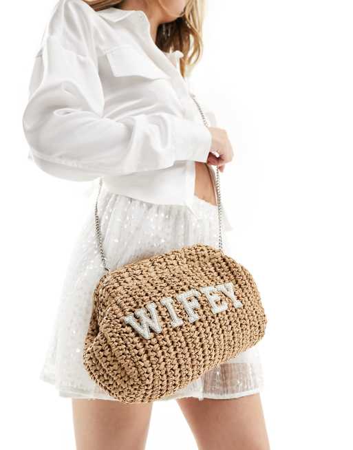 South Beach bridal clutch bag with wifey pearl embellishment , 4 of 4