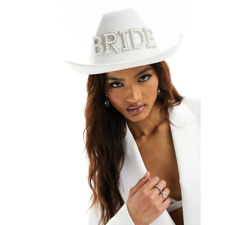 Bride Cowboy Hat with Diamante Trim