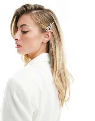 South Beach South Beach bride embellished hair slide in silver