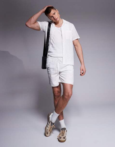South Beach broderie beach shirt set in white - view 1