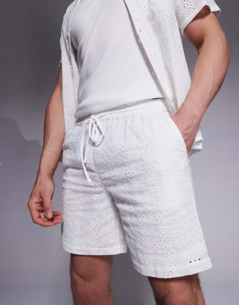 South Beach broderie beach short co-ord in white - view 1