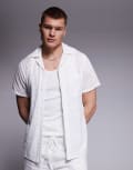 [South Beach] South Beach broderie short sleeve beach shirt in white (part of a set) XS White