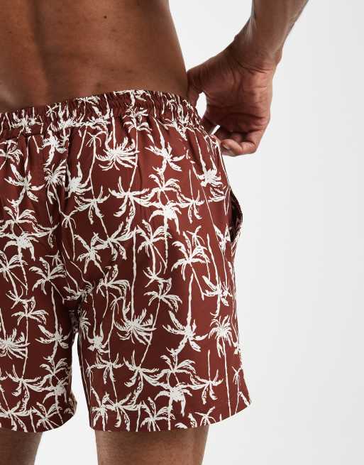 South Beach - Brune badeshorts med palmeprint, 5 af 5