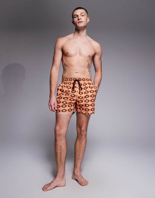South Beach - Brune retro-badeshorts med palmeprint, 2 af 5