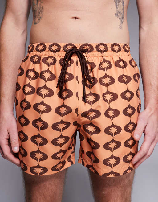 South Beach - Brune retro-badeshorts med palmeprint, 4 af 5