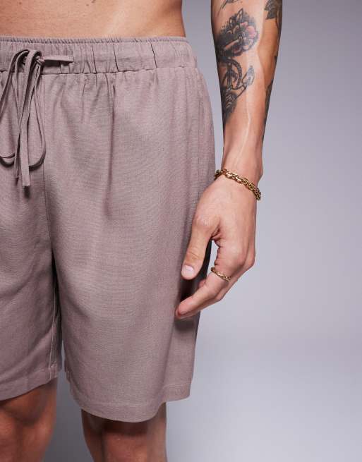 South Beach – Brungrå strandshorts i linnemix, del av set, 4 av 5