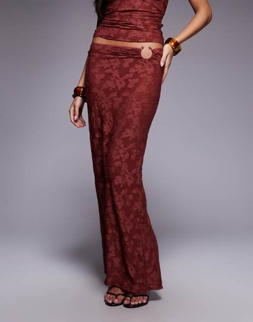 South Beach burnout maxi beach skirt in rust, 5 of 5