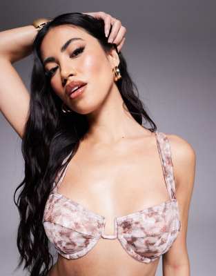 South Beach - Bustier-Bikinioberteil mit glitzerndem Print-Bunt