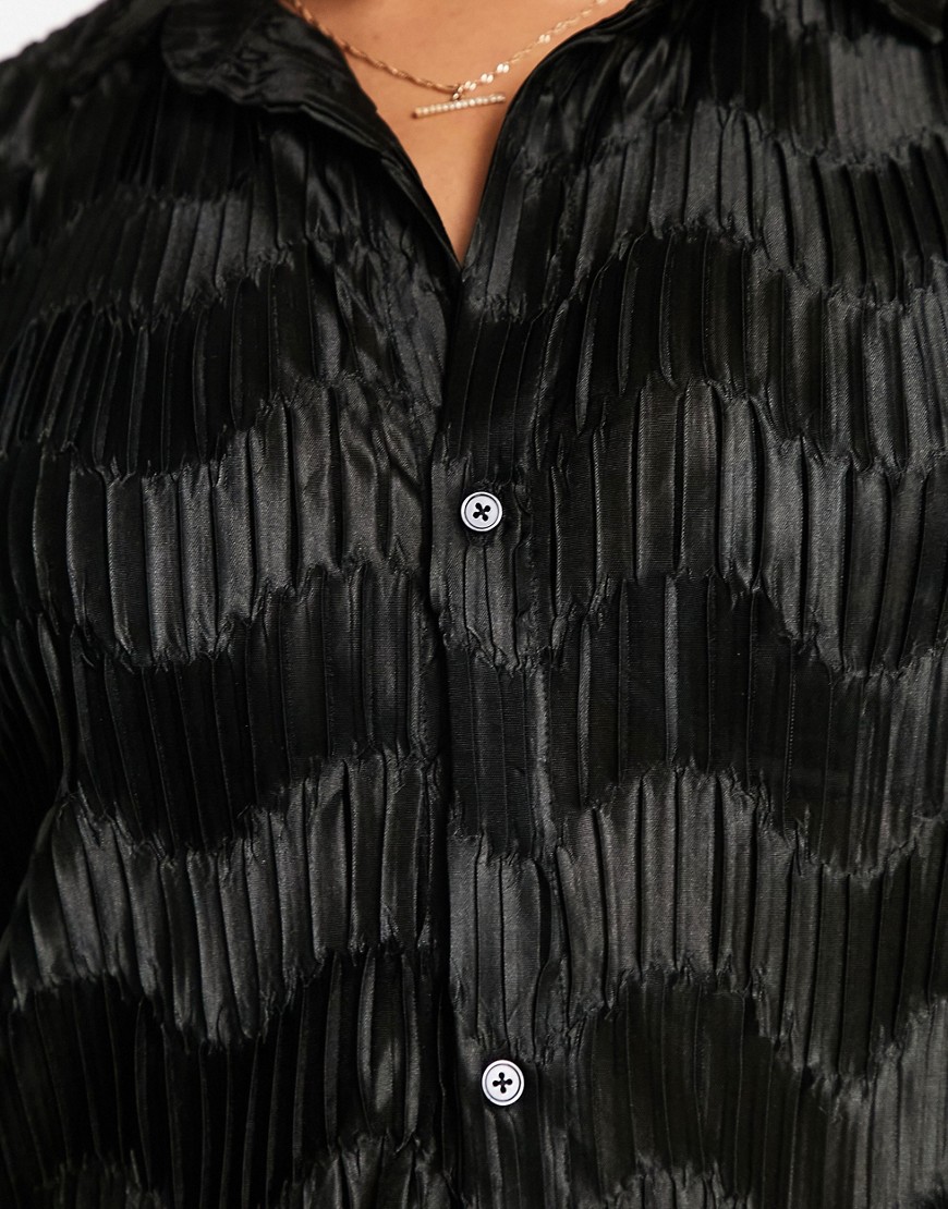 Camicia a pieghe nera-Nero - South Beach Camicia donna  - immagine2