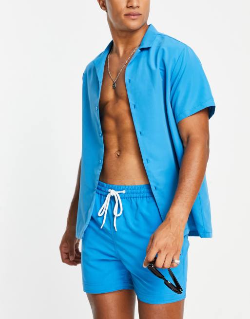 South Beach - Coordinato blu da mare con camicia e pantaloncini, 3 di 3