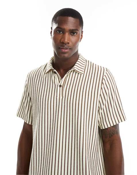 South Beach - Camicia da mare in spugna beige a righe in coordinato - view 1