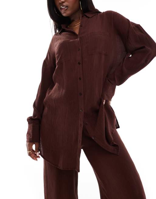 South Beach - Camicia da mare oversize marrone