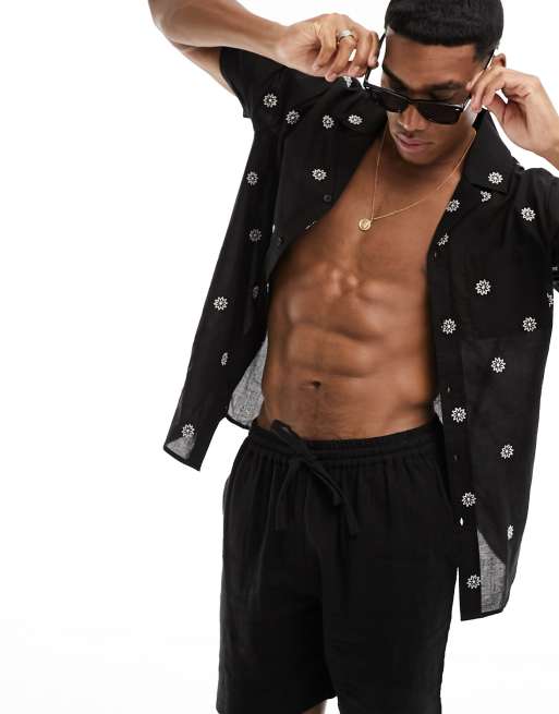 South Beach - Camicia da spiaggia a maniche corte con stampa