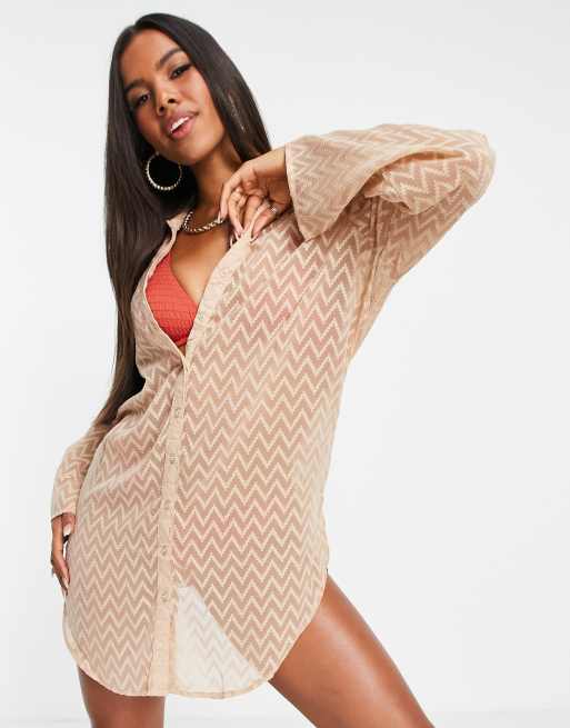 South Beach - Camicia in chiffon testurizzato con bottoni