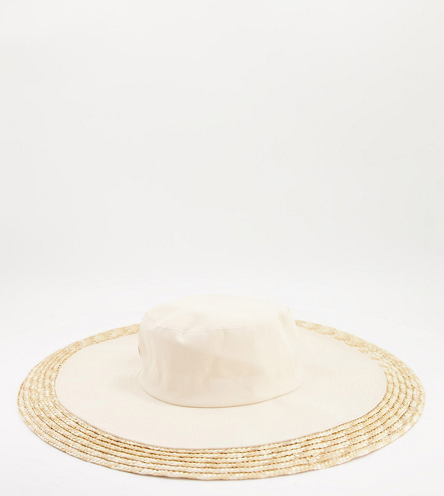 South Beach canvas and straw hat in natural-Neutral