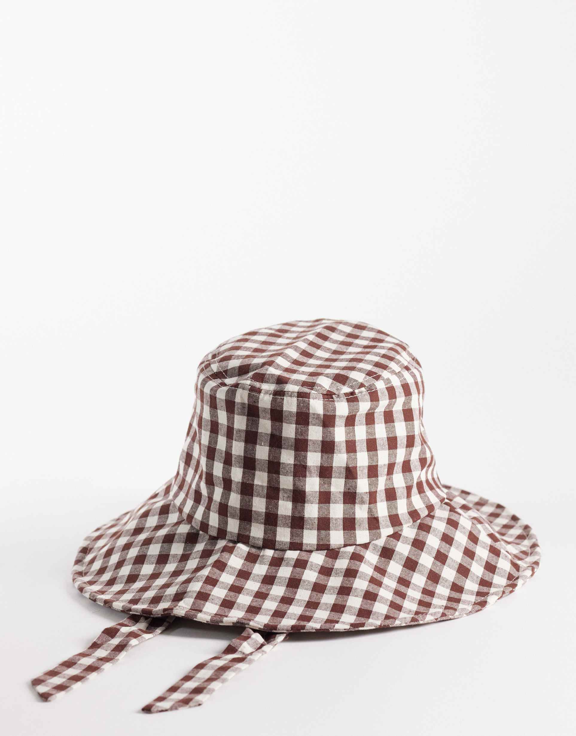 south beach canvas sun hat in brown gingham