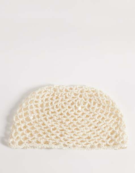 South Beach - Cappellino da festival bianco all'uncinetto con paillettes  - view 1