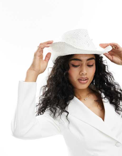 South Beach - Cappello da cowboy decorato con perle e veletta , 4 di 4