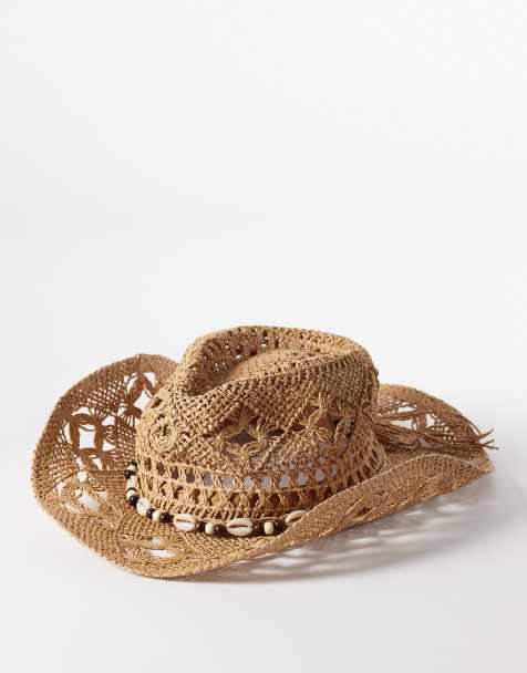 South Beach - Cappello da cowboy in paglia naturale con finiture con perline - view 1