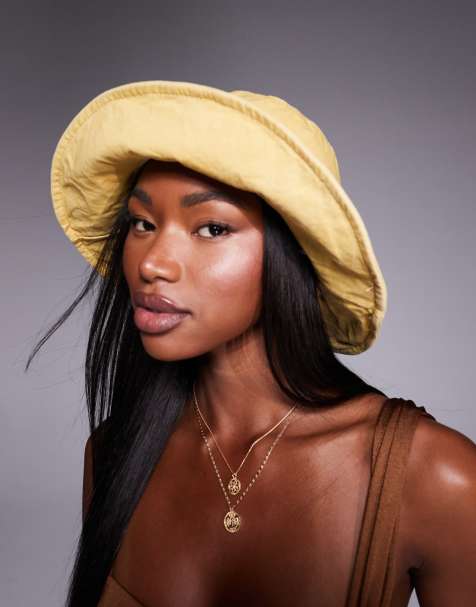 South Beach - Cappello da pescatore in cotone a tesa larga giallo pallido - view 1