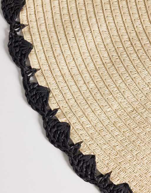 South Beach - Cappello floscio a falda larga nero e bianco con impunture, 2 di 3